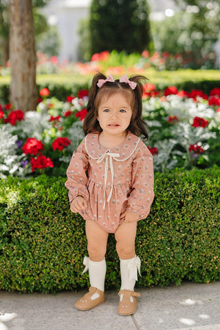 Vintage Pink Floral Bubble RomperMebie BabySize: 0-3
