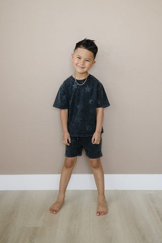 Atlas Short Sleeve Top and Shorts Set Olive + Scout Color: Blue Size: 3-6M