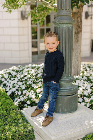 Navy Cable Knit Sweater Mebie Baby Size: 0-3