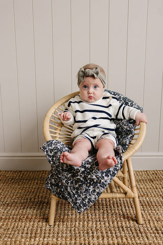 Mebie Baby Navy Stripe Knit Shorts | Baby Riddle