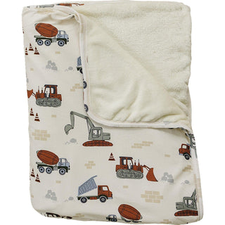 Ribbed Bamboo Fleece Quilt Blanket - Construction Trucks