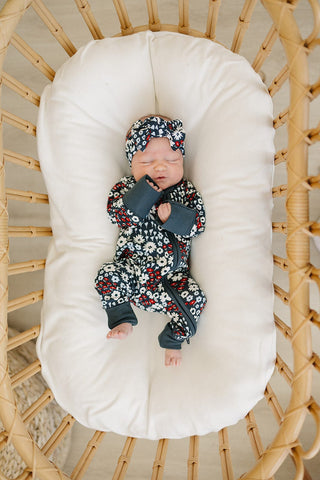Americana Floral Ribbed Bamboo Zipper Mebie Baby Size: NB