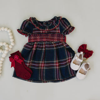 Christmas Plaid Smocked Dress Mebie Baby Size: 0-3