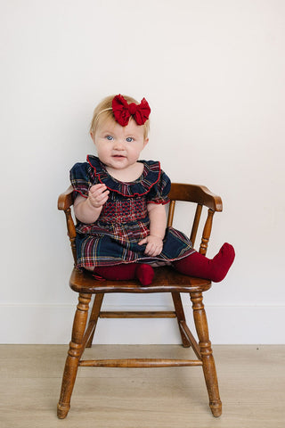 Christmas Plaid Smocked Dress Mebie Baby Size: 0-3