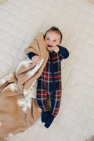 Christmas Plaid Bamboo Zipper Mebie Baby Size: 0-3