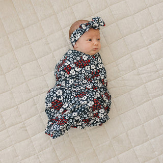Americana Floral Ribbed Bamboo Stretch Swaddle Mebie Baby