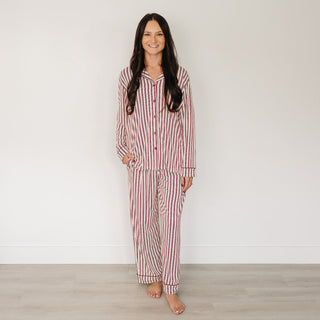 Adult Red Stripes Pajama Set Mebie Baby Size: XS