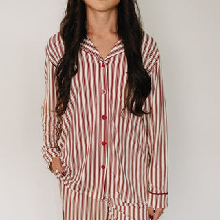 Adult Red Stripes Pajama Set Mebie Baby Size: XS