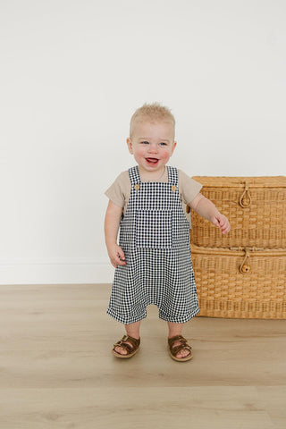 Gingham Short Linen Overalls - Lightweight Comfort

