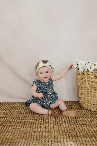 Mebie Baby Navy Floral Bubble Romper | Baby Riddle