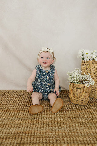 Mebie Baby Navy Floral Bubble Romper | Baby Riddle