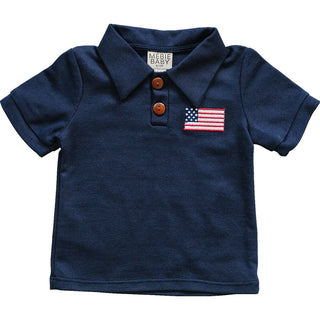 Navy Flag Polo Mebie Baby Size: 6-12