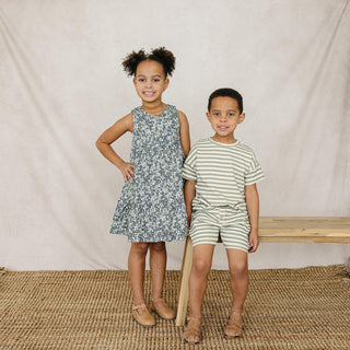 Mebie Baby Sage Stripe Button Short Set | Baby Riddle