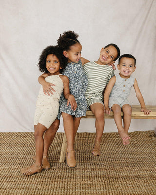 Mebie Baby Sage Stripe Button Short Set | Baby Riddle