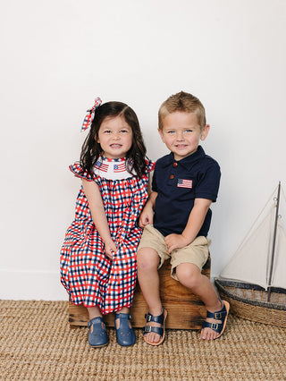 Navy Flag Polo Mebie Baby Size: 6-12
