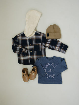 Plaid Hooded Button Up ShirtMebie BabySize: 0-3