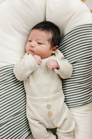 Heather Grey Bodysuit Waffle Set Mebie Baby Size: NB