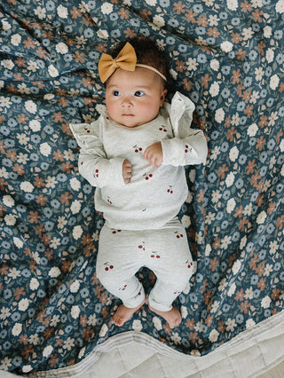 Cherry Ruffle French Terry Set Baby & Toddler Outfits Mebie Baby Size: 0-3