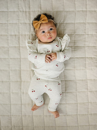 Cherry Ruffle French Terry Set Baby & Toddler Outfits Mebie Baby Size: 0-3