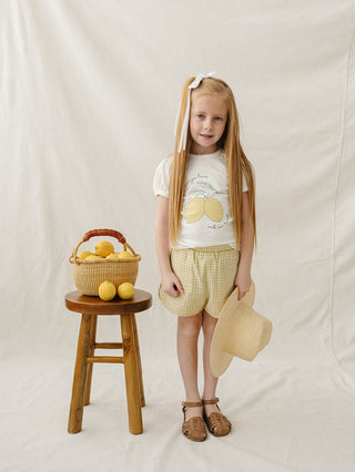 Yellow Gingham Shorts Mebie Baby Size: 0-3