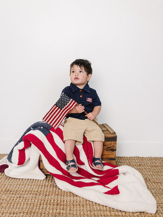 Navy Flag Polo Mebie Baby Size: 6-12