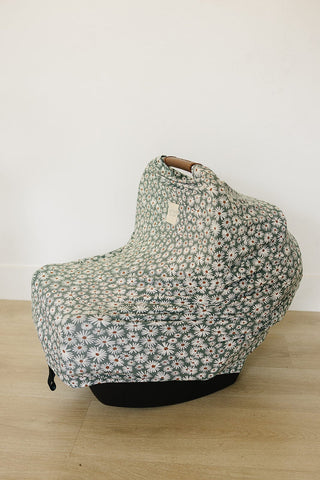 Mebie Baby Bamboo Multi-Use Cover - Dark Green Daisy | Baby Riddle