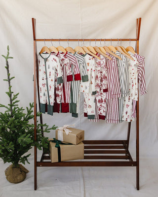 Holiday Toile Ribbed Bamboo Zipper