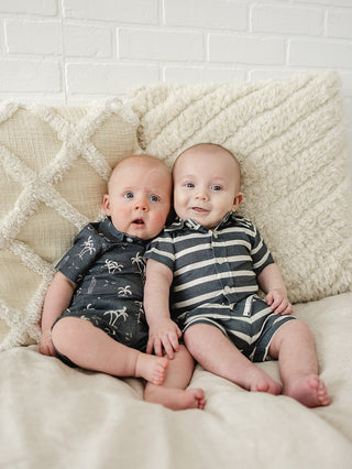 Stripe Linen Button Up Shirt Mebie Baby Size: 0-3