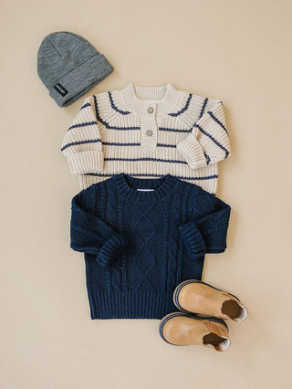 Navy Cable Knit Sweater Mebie Baby Size: 0-3