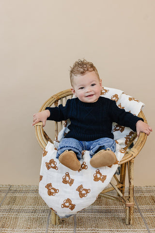 Navy Cable Knit Sweater Mebie Baby Size: 0-3