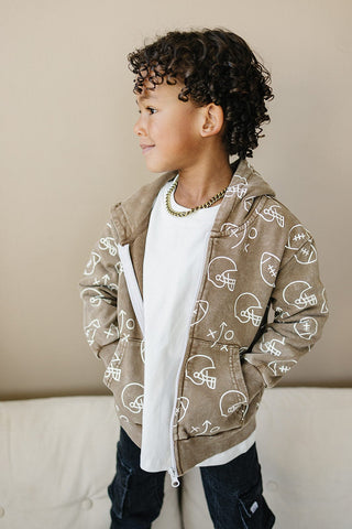 Cohen Zip Up Hoodie Olive + Scout Color: Brown Size: 3-6M