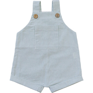 Mebie Baby Green Stripe Short Linen Overalls | Baby Riddle