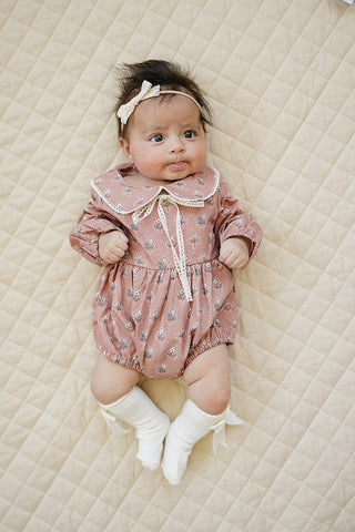 Vintage Pink Floral Bubble RomperMebie BabySize: 0-3