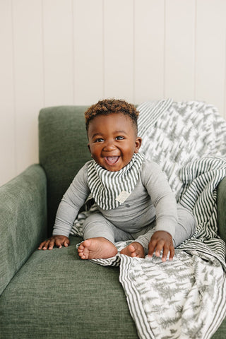 Forest + Green Stripes Muslin QuiltMebie Baby