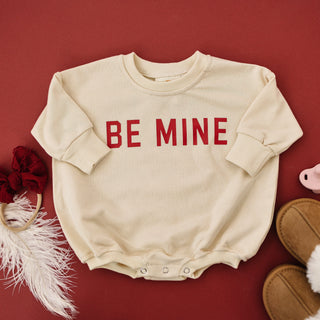 Be Mine Sweatshirt Romper Little Joy Co. Color: Cream Size: Newborn