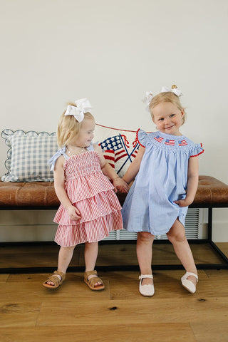 Flag Gingham Smocked Dress
