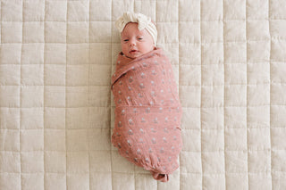 Vintage Pink Floral Muslin Swaddle Blanket Mebie Baby