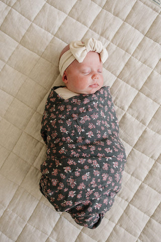 Olive Bloom Muslin Swaddle Blanket Mebie Baby