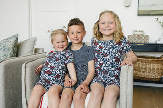 Americana Floral Ribbed Bamboo Cozy Short Set Mebie Baby Size: 6-12