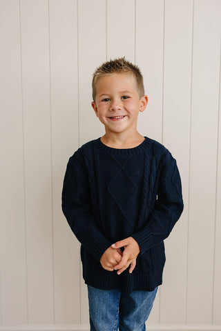 Navy Cable Knit Sweater Mebie Baby Size: 0-3