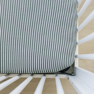 Green Stripes Muslin Crib SheetMebie Baby