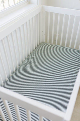 Green Stripes Muslin Crib SheetMebie Baby