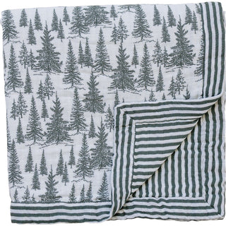 Forest + Green Stripes Muslin QuiltMebie Baby