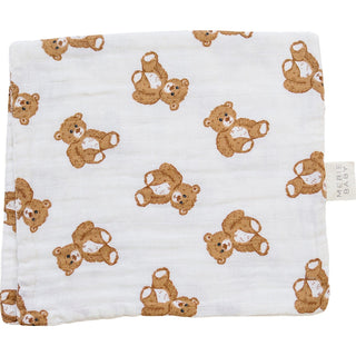 Teddy Bear Muslin Burp Cloth Mebie Baby