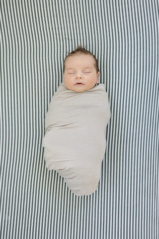 Green Stripes Muslin Crib SheetMebie Baby