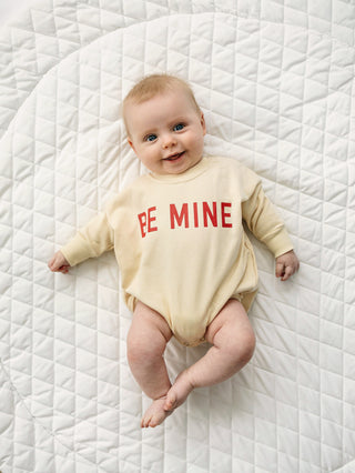 Be Mine Sweatshirt Romper Little Joy Co. Color: Cream Size: Newborn