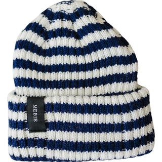 Navy & White Stripe Chunky Knit Beanie Mebie Baby Size: 0-3 month