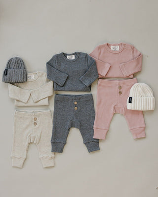 Charcoal Bodysuit Waffle Set Mebie Baby Size: NB