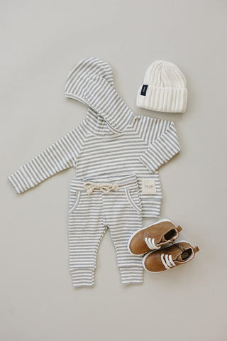 Grey Striped Hooded Set Mebie Baby Size: 0-3