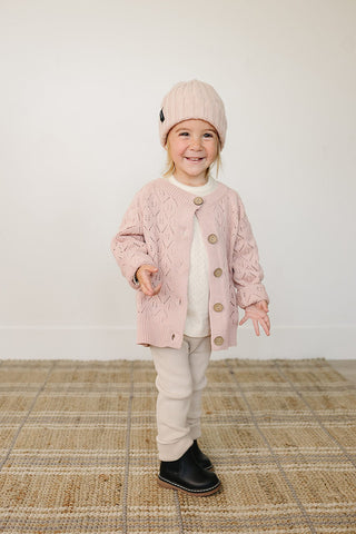 Light Pink Chunky Knit Beanie Mebie Baby Size: 0-3 month